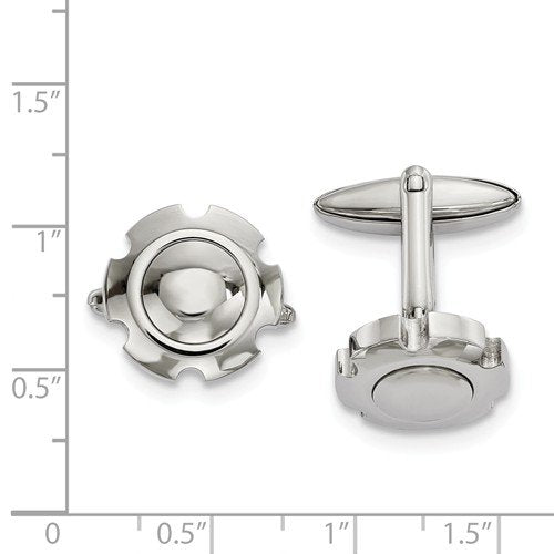 Stainless Steel Curved Edge Cuff Links, 24.61X19.15MM