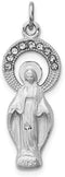 Rhodium-Plated Sterling Silver CZ Miraculous Medal Pendant