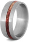 Red Box Elder Burl Wood 7mm Matte Titanium Comfort-Fit Wedding Band, Size 15.5