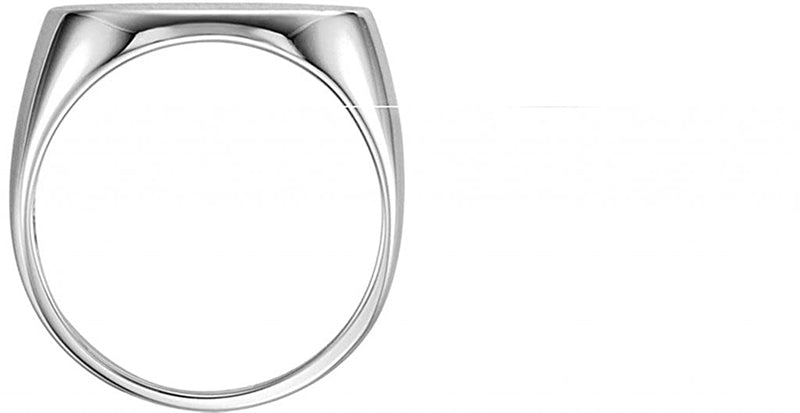 Men's Platinum Satin Brushed Oval Signet Ring, 12x18 MM