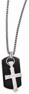 Edward Mirell Black Titanium and Sterling Silver Cross Pendant Necklace, 20"