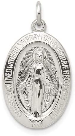 Sterling Silver Miraculous Medal Pendant (24X13 MM)