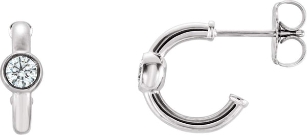 Platinum Diamond J-Hoop Earrings (0.25 Ctw, G-H Color, SI2-SI3 Clarity)