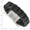 Men's Black Leather 18mm with Brushed Stainless Steel Box Clasp Bracelet, 8.25 Inches