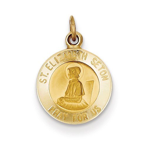 14k Yellow Gold St. Elizabeth Seton Medal Charm (19X12MM)