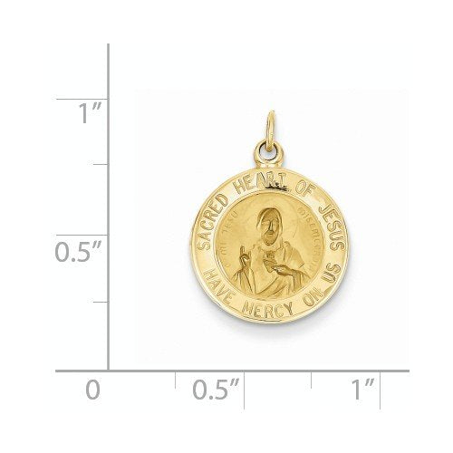 14k Yellow Gold Sacred Heart Of Jesus Medal Charm (19X15MM)