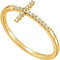 Diamond Sideways Cross 14k Yellow Gold Ring, Size 6.25