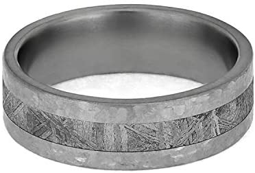 The Men's Jewelry Store (Unisex Jewelry) Gibeon Meteorite, Hammered Titanium 7mm Comfort-Fit Band, Size 9.25