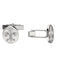 Rhodium-Plated Sterling Silver Fleur de Lis Round Cuff Links, 14.75MM