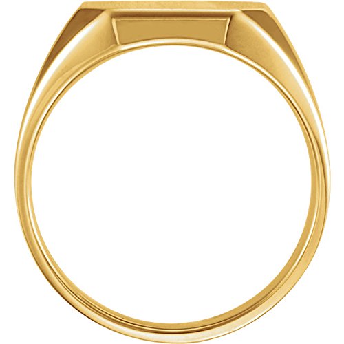 Men's Brushed Satin Signet Ring, 10k Yellow Gold, Size 12 (16x14MM)