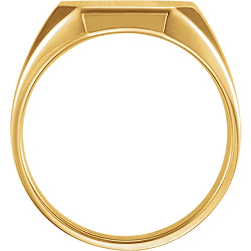 Men's Brushed Satin Signet Ring, 18k Yellow Gold, Size 10 (16X14MM)