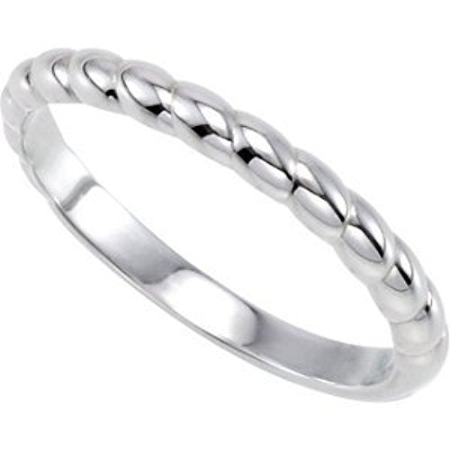 Rope Trimmed Stackable 2.5mm Rhodium-Plated 14k White Gold Ring