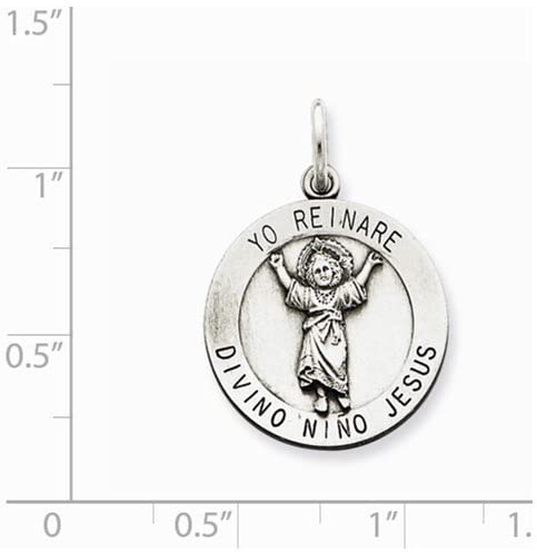 Sterling Silver Divino Nino Medal (Divine Infant Jesus) (23X18MM)