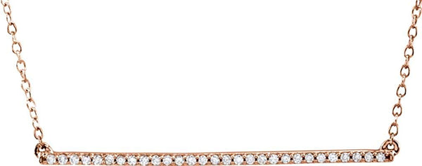 Diamond Bar Necklace in 14k Rose Gold, 18" (1/6 Cttw )