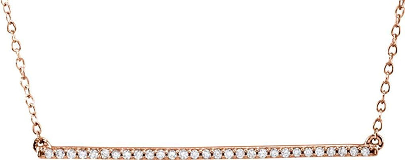 Diamond Bar Necklace in 14k Rose Gold, 18" (1/6 Cttw )