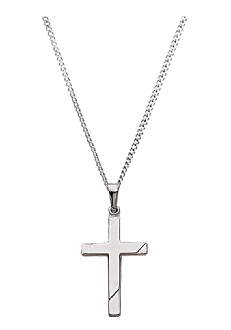 Men's Hollow Cross 14k White Gold Necklace, 18"