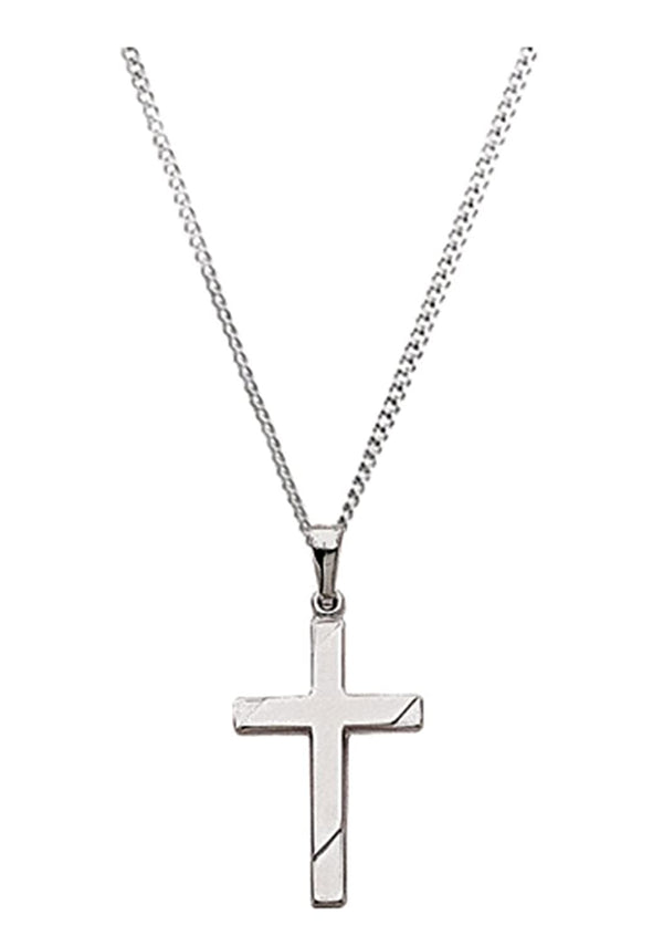 Men's Hollow Cross 14k White Gold Pendant, 16"