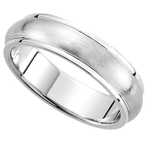 Satin Brushed Dome Comfort Fit 14k White Gold Band 5mm, Size 12