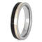 Dinosaur Bone, 14k Rose Gold Stripe 5mm Titanium Comfort-Fit Wedding Band, Size 10