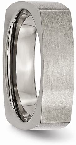 Satin-Brushed Titanium 6mm Comfort-Fit Square Band, Size 8