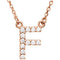 14k Rose Gold Diamond Initial 'F' 1/8 Cttw Necklace, 16" (GH Color, I1 Clarity)