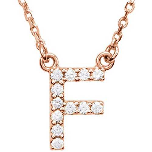 14k Rose Gold Diamond Initial 'F' 1/8 Cttw Necklace, 16" (GH Color, I1 Clarity)