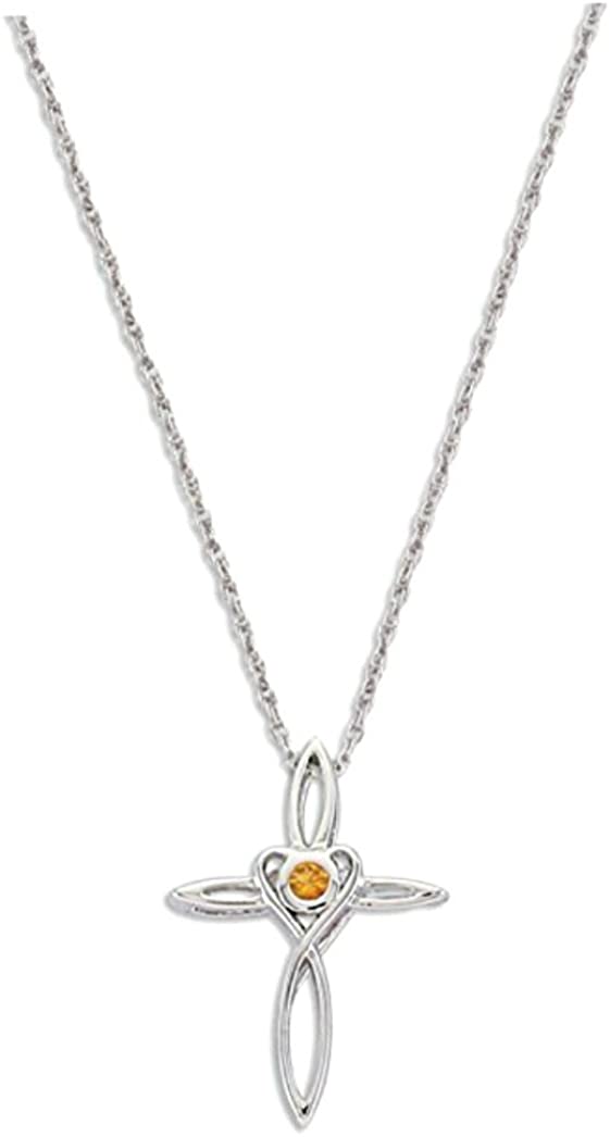 The Men's Jewelry Store (for HER) Dark Yellow Montana Sapphire Cross Pendant Necklace, Rhodium Plate Sterling Silver, 18"