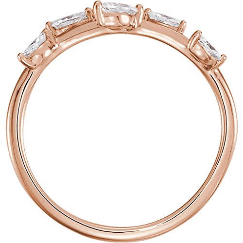 Petite Diamond Leaf Ring, 14k Rose Gold (1/3 Ctw, Color GHI, Clarity I1), Size 6.25