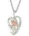 Open-Cut Heart Pendant Necklace, Sterling Silver, 12k Green and Rose Gold Black Hills Gold Motif, 18"