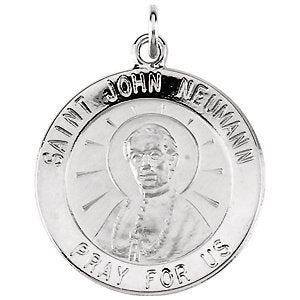 Sterling Silver St. John Neumann Medal Necklace, 18" (18.25 MM)