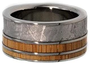 Gibeon Meteorite, Bamboo 9.5mm Comfort Fit Interchangeable Titanium Wedding Band, Size 11.75