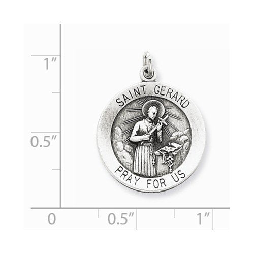 Sterling Silver Antiqued Saint Gerard Medal (25X20MM)