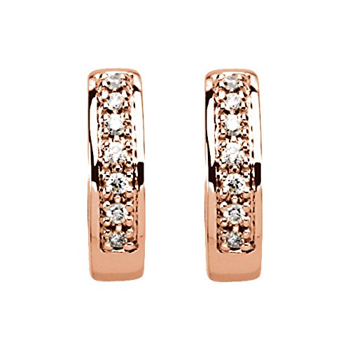 Diamond Hoop Earrings, 14k Rose Gold (1/6 Ctw, Color GH, Clarity SI1)