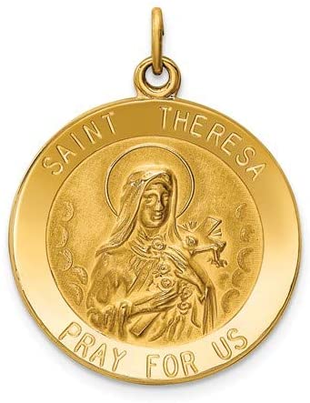 14k Yellow Gold St. Theresa Medal Pendant (30x23MM)