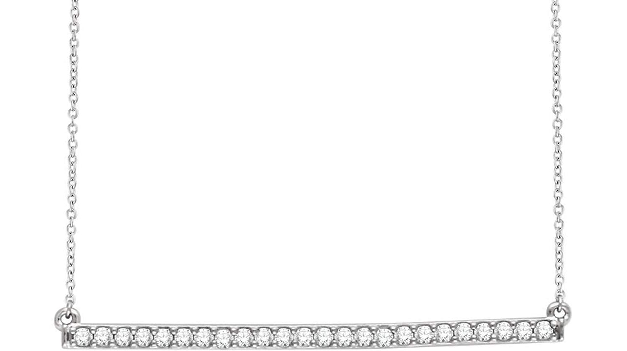 Diamond Bar Necklace in 14k White Gold, 18" (1/3 Cttw)