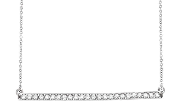 Diamond Bar Necklace in 14k White Gold, 18" (1/3 Cttw)