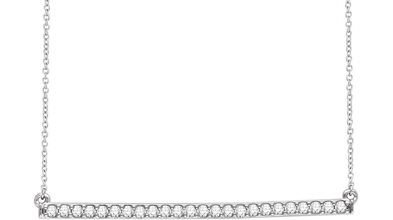Diamond Bar Necklace in 14k White Gold, 18" (1/3 Cttw)