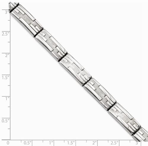 Men's Textured and Polished Stainless Steel 7mm Silver Bracelet, 8.25 Inches