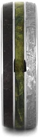 Dinosaur Bone, Gibeon Meteorite, Green Box Elder Burl 8mm Titanium Comfort-Fit Band