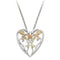 Heart with Hummingbird Pendant Necklace, Sterling Silver, 12k Green and Rose Gold Black Hills Gold Motif, 18"