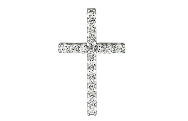 Petite Platinum Diamond Cross Necklace, 18" (1/4 Cttw.)