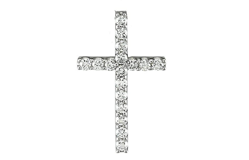 Petite Platinum Diamond Cross Necklace, 18" (1/6 Cttw.)