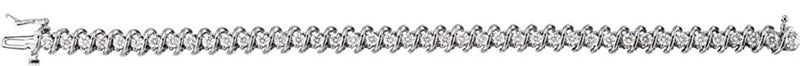 Diamond Swirl Lines Bracelet, Rhodium-Plated 14k White Gold, 7" (3.33 Cttw, GH Color, I1 Clarity)