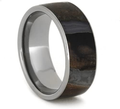 Petrified Wood 8mm Comfort-Fit Titanium Wedding Band, Size 15.75