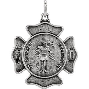 Sterling Silver St. Florian Pendant (25.25 MM)