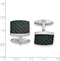 Stainless Steel Black Green Carbon Fiber Inlay Rectangle Cuff Links, 22.72MMX19.25MM