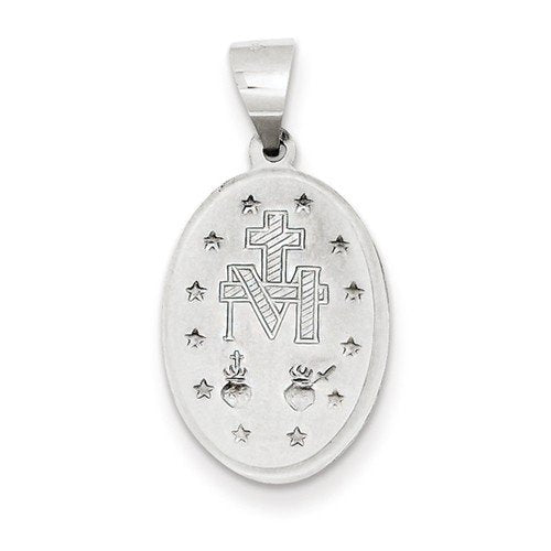 Rhodium-Plated 14k White Gold Miraculous Medal Pendant (29X18MM)