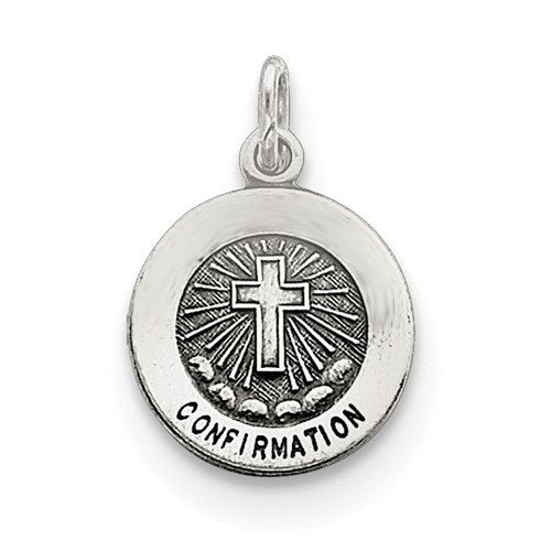Sterling Silver Antiqued Confirmation Medal (14X12MM)
