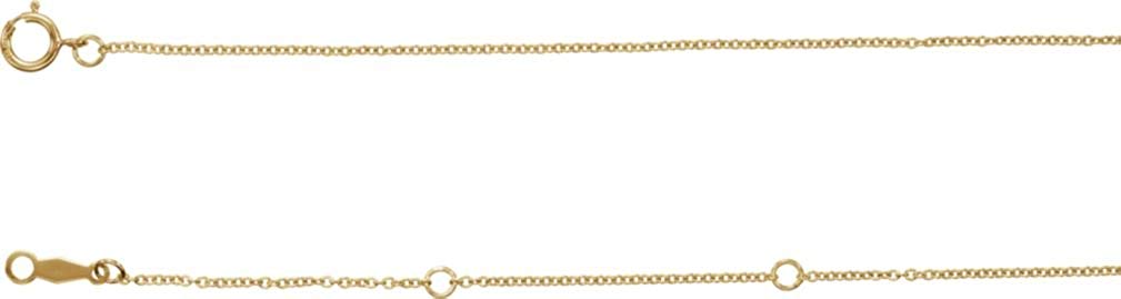 Solid Cable 14k Yellow Gold Adjustable Chain, 16-18"