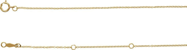 Solid Cable 14k Yellow Gold Adjustable Chain, 16-18"